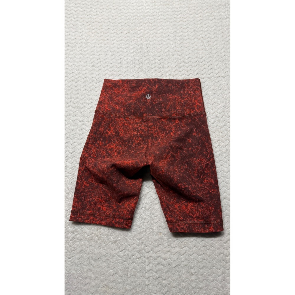 Lululemon Wunder High Rise Biker Shorts Red Lava Wash Size 4 LW7BR8S